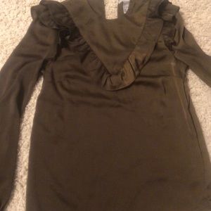 H&M olive green silk shirt